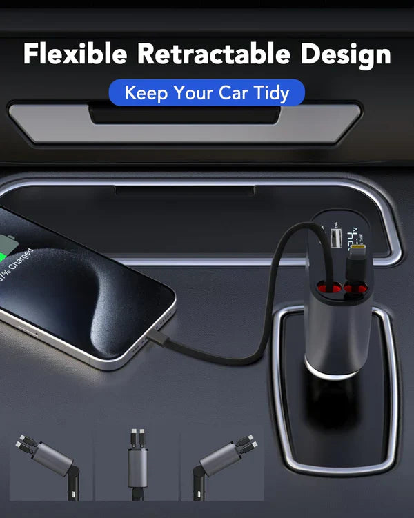 4-In-1 Retractable Car Charger